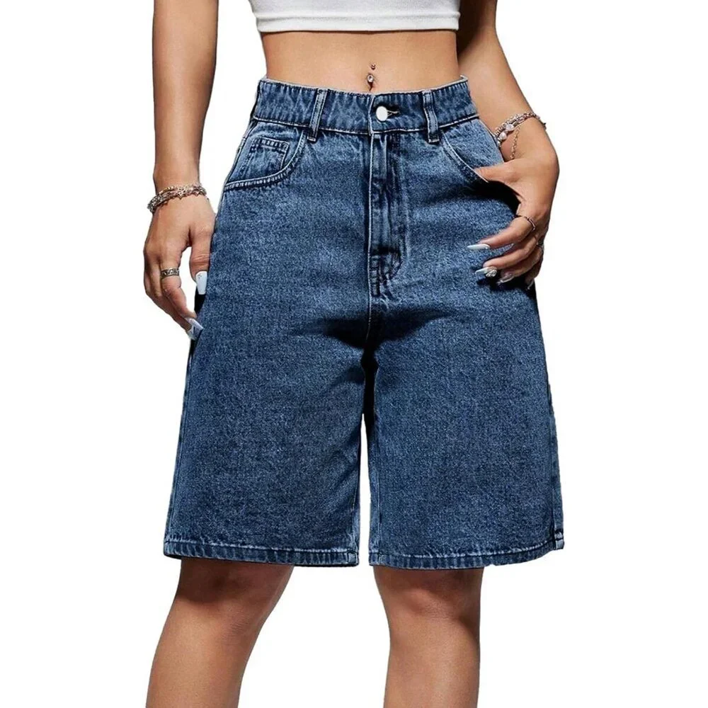 Women's Denim Shorts Mid Waist Relaxed Fit Summer Casual Trendy